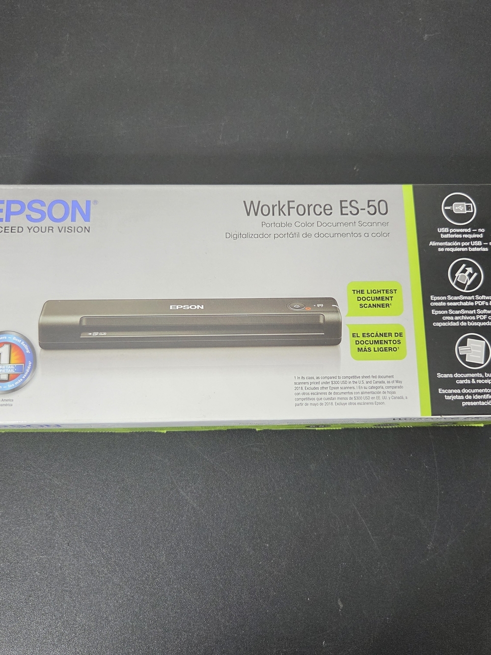 Epson WorkForce ES-50 Portable Color Document Scanner - Black